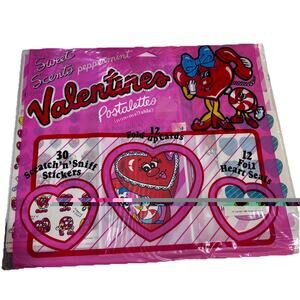 New Vintage 80's Peppermint Sweet Scents Scratch 'n' Sniff Stickers Valentines